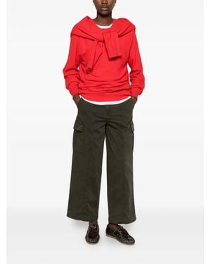 Lois Gabardine Wide-Leg Cargo Trousers - Red