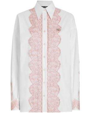 Dolce & Gabbana Dna Blouse Met Kanten Afwerking - Roze