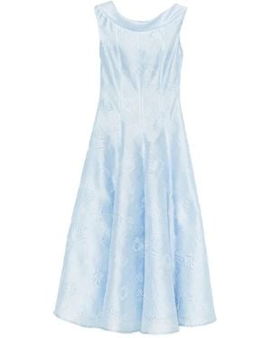 Talbot Runhof Kleid Mit Blumenstickerei - Blau