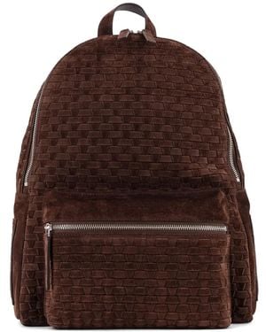 Orciani Laio Peach Woven-Pattern Suede Backpack - Brown