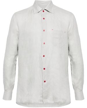 Kiton Spread-Collar Linen Shirt - White