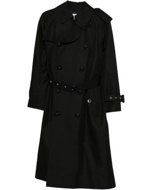 Sacai Belted Double-Breasted Coat - Black