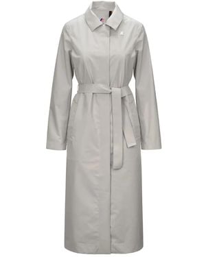 K-Way Barbra Belted Trench Coat - Grey