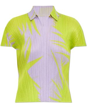 Pleats Please Issey Miyake Piquant Print Top - Yellow