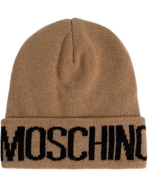 Moschino Logo-Intarsia Beanie Hat - Brown