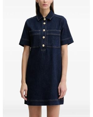 DKNY Mini Shift Button Denim Dress - Blue