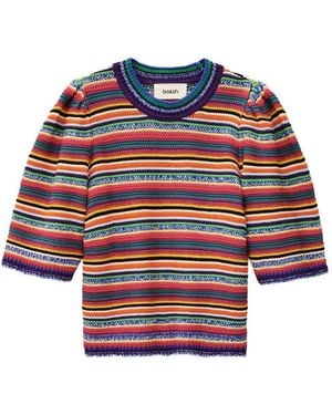 Ba&sh Farfaela Striped Puff-Sleeve Jumper - Red
