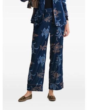 Maliparmi Floral-Moti Cropped Pants - Blue