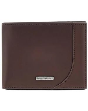 Emporio Armani Logo-Plaque Bifold Wallet - Brown