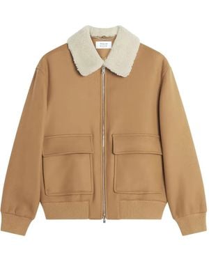 Maison Kitsuné Shearling-Collar Pocket Jacket - Natural