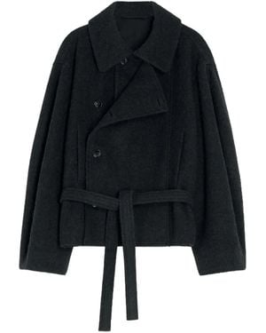 Lemaire Belted Double-Breasted Coat - Black