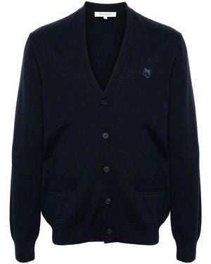 Maison Kitsuné Bold Fox Head Wool Cardigan - Blue