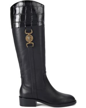Kurt Geiger Mansion Riding Croc-Effect Medallion Boots - Black