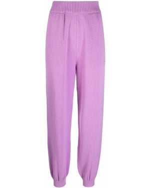 MSGM Merino-Blend Knitted Track Pants - Purple