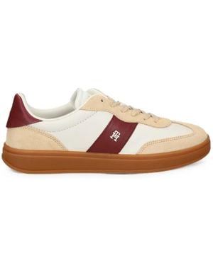 Tommy Hilfiger Suede-Panelled Leather Sneakers - Brown