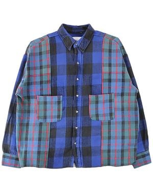 READYMADE Patch-Work Checked Shirt - Blue