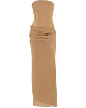 Alex Perry Strapless Draped Maxi Dress - Natural
