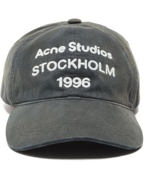 Acne Studios Logo-Embroidered Hat - Grey