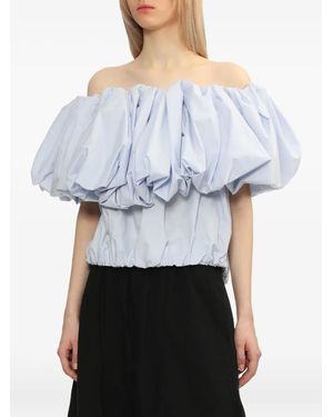 Enfold Puff-Sleeve Ruffled Top - Blue