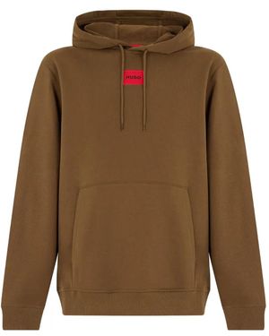 BOSS Logo-Patch Drawstring Hoodie - Natural