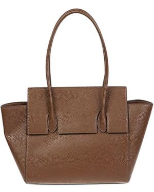 ROUNN 26 Felice Flap Leather Tote Bag - Brown