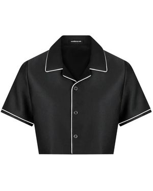 Manière De Voir Chemise Raccourcie En Satin Avec Liserés - Black