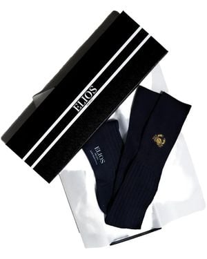 Elios Milano Cancer-Motif Ribbed Socks - Blue