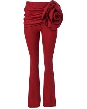 Carolina Herrera Floral-Appliqué Trousers - Red