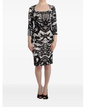 Roberto Cavalli Printed Fitted Mini Dress - Black