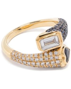 SHAY 18K Mixed Bypass Diamond And Sapphire Pinky Ring - White