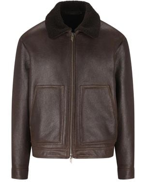 Salvatore Santoro Shearling-Collar Leather Jacket - Brown