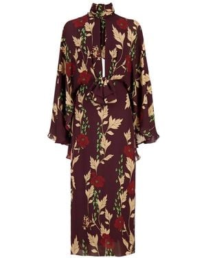 Johanna Ortiz Floral-Print Silk Midi Dress - Red