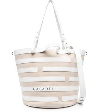 Casadei ストライプ レザーバッグ - ホワイト