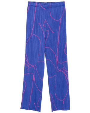 Pleats Please Issey Miyake Pantalon Pause À Plis - Bleu