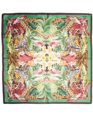 Lancel Jungle Print Silk Scarf - Green