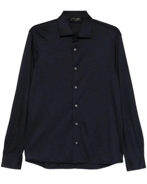 Dell'Oglio Chemise À Boutonnière Sur Le Devant - Bleu