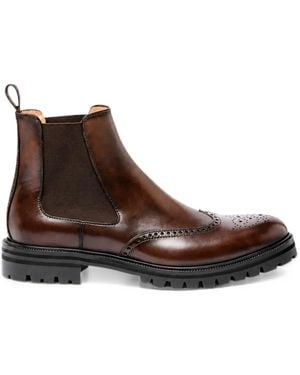 Testoni Brogue-Detail Leather Chelsea Boots - Brown