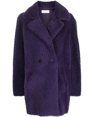 Inès & Maréchal Shearling Double-breasted Coat - Blue