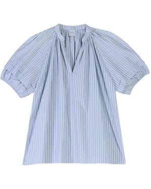 Paul Smith Blouse Rayée À Manches Volantées - Bleu