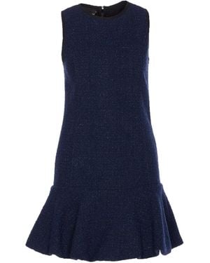 Pinko Textured Sleeveless Mini Dress With Ruffled Hem - Blue