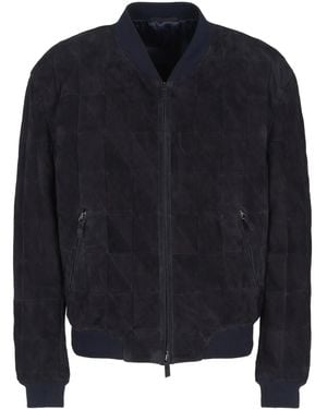 Giorgio Armani Suede Bomber Jacket - Blue