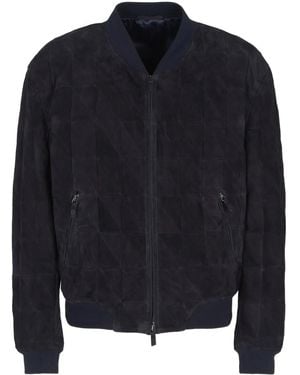 Giorgio Armani Bomberjacke Aus Wildleder - Blau