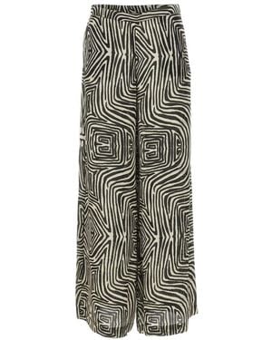 Elena Miro Pantalon Ample À Motif Abstrait - Gris