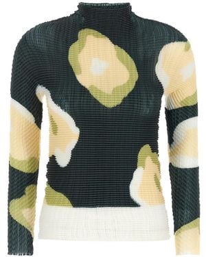 Issey Miyake Verve Pleats Printed Top - Blue