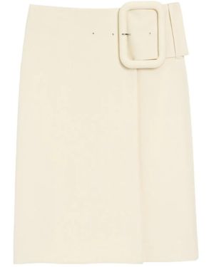 Ami Paris Falda Midi Con Cinturón Y Hebilla - Neutro