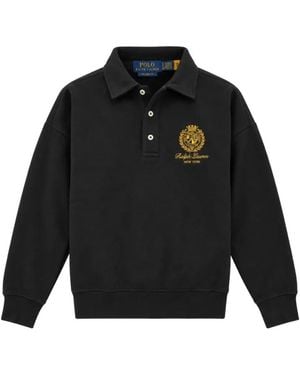 Polo Ralph Lauren Crest-Embroidered Cotton Polo Shirt - Black