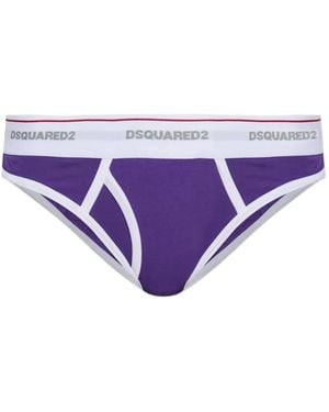 DSquared² Logo-Waistband Briefs - Purple
