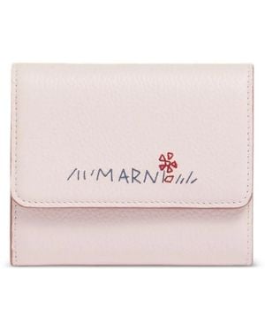 Marni Gusseted-Embroidered Wallet - Pink