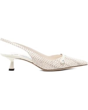 Jimmy Choo 45Mm Amita Snakeskin Slingback Pumps - Natural