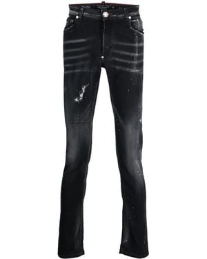 Philipp Plein Distressed Skinny-Cut Jeans - Blue